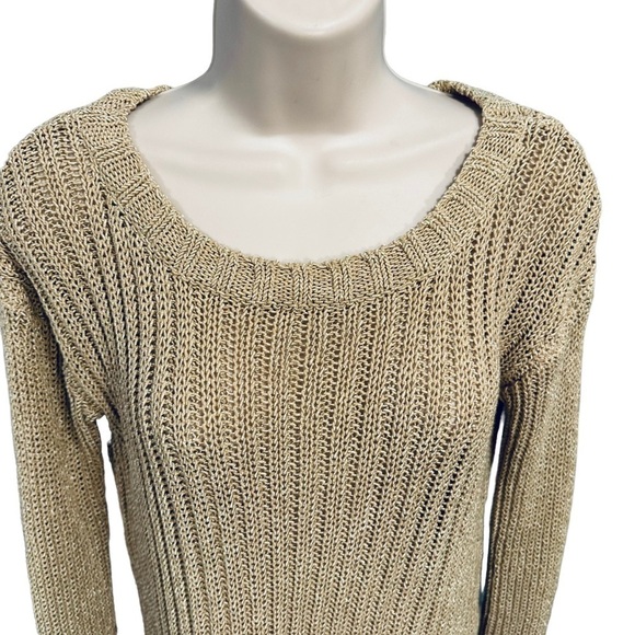 ALICE + OLIVIA Cotton Blend Round Neck Beige Girl Sweater Loose Knit Small Coast - Picture 6 of 6